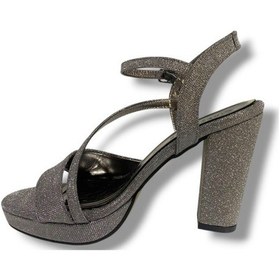 Resim Erbay 342-25 Simli Yüksek Topuk Kadın Sandalet Platin 