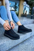 Resim pabucmarketi Bağcıklı Kadın Sneaker Bot Siyah 