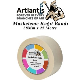 Resim Artlantis Maskeleme Bandı Kağıt Bant 38 mm 25 Metre 1 Adet Boya Bantı Maskeleme Kağıt Bant Duvar Yağlı Boya Badana 