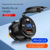 Resim 12V-40V araba güç soketi adaptörü dijital ekranlı, arabalar, motosikletler, kamyonlar ve küçük tekneler için uygun PD30W şarj cihazı. Hızlı şarj teknolojisi kullanır ve iPhone 15/14/13/12/11 ile Galaxy uyumludur 