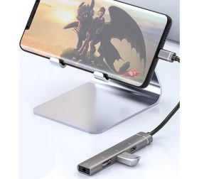Resim Ally 4in1 Type-C Adaptör Çevirici Hub Gri Renk Yüksek Voltaj ve Kompakt Tasarım ile Uyumlu Cihazlar İçin 