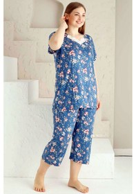 Resim Alimer Kadın İndigo Büyük Beden Bermuda Pijama Takm Edy2735b-i İndigo 
