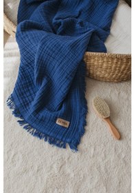 Resim Zeypba Bebek Muslin 4 Katlı Müslin 110x110 CM İndigo 