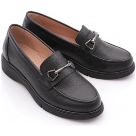 Resim Dgn 3001-2 Kadin Aksesuarli Loafer Ayakkabi Siyah Floater 