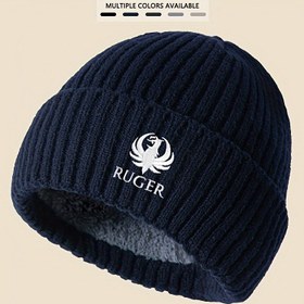 Resim Cinsiyetsiz Nakışlı Örgü Bere, Polar Astarlı, Kalın Sıcak Rüzgar Geçirmez Katlanabilir Şapka, Soğuk Sonbahar ve Kış Mevsimleri İçin Şık Kafatası Bere, Aile İçin İdeal Hediye 