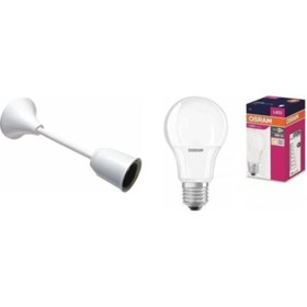 Resim Osram Porselen Askı Takımı Duy + 8,5w Led Ampul Beyaz 