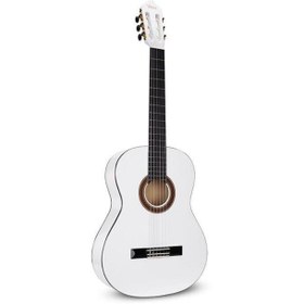 Resim Valencia VC103TWT 3/4 Klasik Gitar - Beyaz (Başlangıç Seviyesi) | Sap Ayar Çeliği (Truss Rod), Zarif Parlak Beyaz Bitiş, 8-11 Yaş Aralığı İçin Optimize Edilmiş Eşik Yüksekliği 