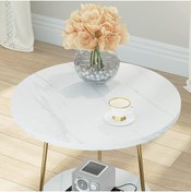 Resim AssuCasa Malibu Gold Metal Ahsap Raflı Yan Sehpa 