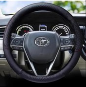 Resim Chuangyinshop Toyota 38cm Direksiyon Kılıfı Siyah Kaymaz Mikrofiber Deri Universal Siyah 