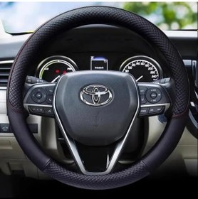 Resim Chuangyinshop Toyota 38cm Direksiyon Kılıfı Siyah Kaymaz Mikrofiber Deri Universal Siyah 