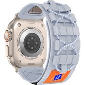 Resim Watch Ultra 49mm Uyumlu CLO- KRD-99 Hasır Kordon-Gri 
