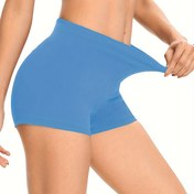 Resim Ultra-Yumuşak Lacivert Kadın Bisiklet Şortları - Yüksek Bel, Görünmez, Esnek Polyester/Spandex Karışımı, Yoga & Egzersizler için İdeal, Makinede Yıkanabilir, İlkbahar/Yaz Aktif Giyim, Antrenman Şortları 