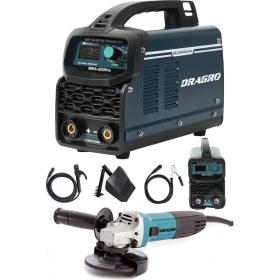 Resim Dragro Germany Technology Çift Kartlı 200 Amper Invertör Kaynak MAKINASI-LACIVERT-3000W Taşlama 2li Set 