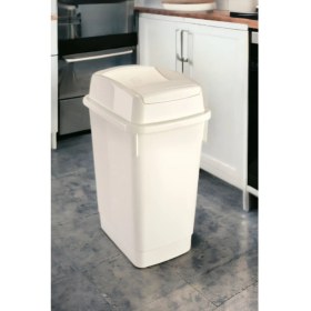 Resim Beyaz 27L Çift Taraflı Itme Kapaklı Banyo Atık Kutusu 