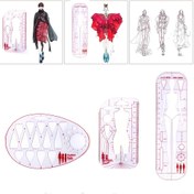 Resim 3 Adet Modaya Uygun Tasarım Çizgi, Oran Çizgi, Dikiş Çizgi, Giyim Tasarımı Çizgi Seti. 