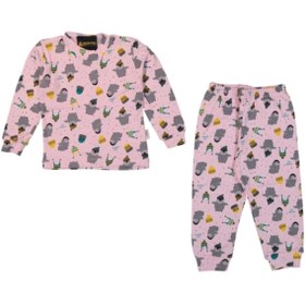 Resim misobaby Unisex Bebek Pembe Penguen Baskılı Pijama Takımı 