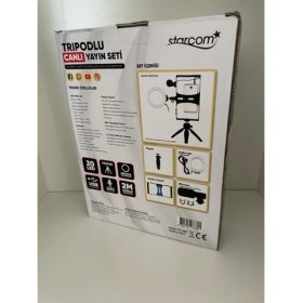 Resim Starcom Tripodlu Canlı Yayın Seti Siyah Renkli 2m Kablolu Özelliklerle VLOG Ekipmanı 