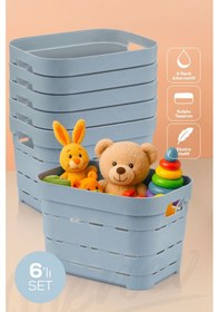 Resim Vienev 6'lı 5 Litre Delikli Saklama Kutusu Mavi Mavi 