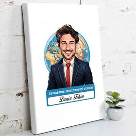 Resim Karikatürlü En Başarılı Erkek Meteoroloji Uzmanı Kanvas Tablo 