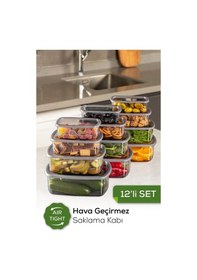 Resim Vienev 12'li Hava Geçirmez Saklama Kabı Seti Antrasit 3 x 250 - 500 - 750 - 1200 ML Antrasit 