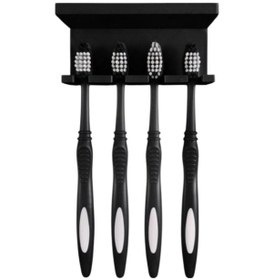 Resim Siyah Yapışkanlı Çok Amaçlı Diş Fırçası Jilet Jiletlik Asacağı Askılığı Askılık Diş Fırçalık Banyo Organizer 