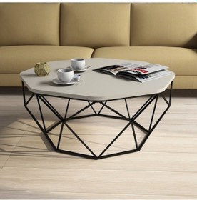 Resim Variant Diamond Metal Orta Sehpa - Krem 