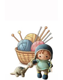 Resim NEVAMATÖLYE Amigurumi örgü oyuncak ( Dino ve arkadaşı Alican ) 