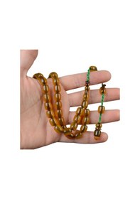 Resim Kapsül Kesim 10x8 Mm İmzalı Sıkma Kehribar Sistem Püsküllü Tesbih Sarı 