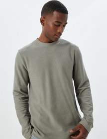 Resim Koton Uzun Kollu Tişört Basic Bisiklet Yaka Dar Kalıp Pamuklu Gri 5wam10196hk Gri 