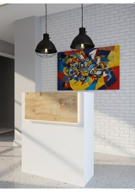 Resim Resital Ledli Karşılama Bankosu G-90 Cm Ofis Kasa Resepsiyon Masası Banko-003-1-6 