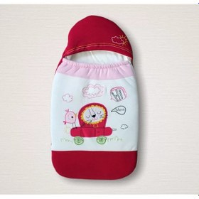 Resim Yenidoğan Arabalı Aslan Nakışlı Fermuarlı Şapkalı Klasik Kundak Bebek Battaniyesi Pembe Renkli Çok Renkli 