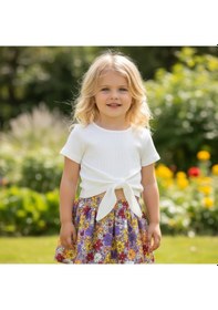 Resim Sea Bubbles Çiçek Desenli Kız Çocuk Etekli Takım Krem 