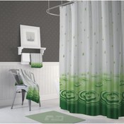 Resim Zethome Banyo Perdesi 2x120x200 Çift Kanat Duş Perdesi Halka Hediyeli Duşakabin Perdesi 5020 Yeşil 