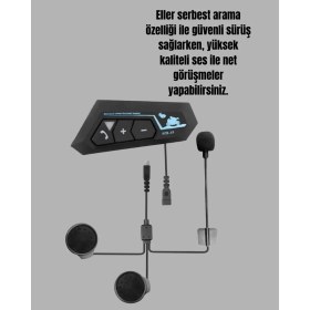 Resim Mey Ithalat® Motosiklet Sürüşleri Için BT22 Kask Bluetooth Kulaklık Mikrofonlu 