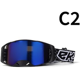 Resim Ccgloball Motosiklet Arazi Gözlüğü Gözlük Bisiklet Gözlüğü C2 Siyah Çerçeve Siyah Beyaz Mavi Renkli Film 