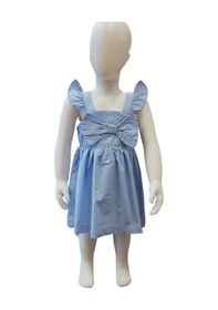 Resim Çikoby Kız Bebek Pamuklu Fiyonklu Elbise-13883 Mavi 