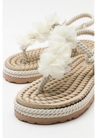 Resim Luvishoes Santra Bej Parmak Arası Kadın Sandalet Bej 