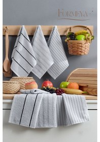 Resim Formeya Sophia 6'lı 30x50 Cm Mutfak Havlusu Seti Açık Gri 