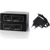 Resim Boblov Adaptörlü 2 Port HDMI Splitter HDMI Çoklayıcı 1 Girişi 2 Çıkış HDMI Splitter 1.4V 