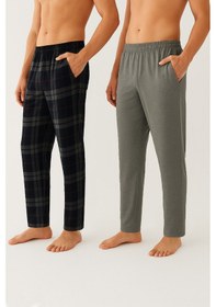 Resim Koza İç Giyim Erkek Pamuklu 2'li Tek Alt Pijama Ke10001 Siyah 