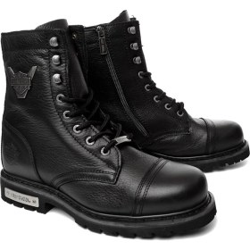 Resim Harley Davidson Colmar Erkek Bot Siyah Kısa Topuklu Platform Bağlama Özellikli 