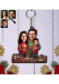 Resim Bk Gift Kişiye Özel Aile Yılbaşı Karikatürlü Ahşap Anahtarlık -3, Yeni Yıl Hediyesi, Yılbaşı Hediyesi Kobitmeyencom35794 Bk Gift 