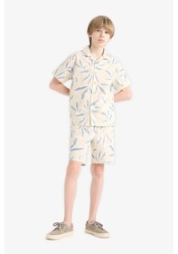 Resim DeFacto Erkek Çocuk Oversize Geniş Kalıp Polo Yaka Poplin Kısa Kollu Gömlek E5830A825HSBG354 