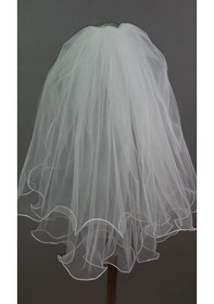 Resim Suzanna Moda Şerit Kıvrımlı Dalgalı 3mt Eninde Taraklı Hayal Tül Gelin Duvak Çift Kat 70x60 Cm Boyunda Fildişi 