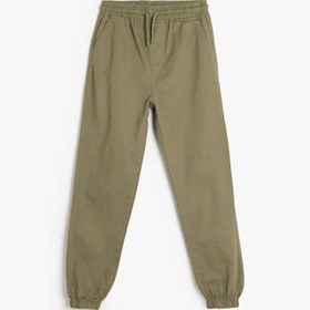 Resim Erkek Çocuk Beli Bağlamalı Cep Detaylı Pamuklu Jogger Pantolon 