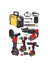 Resim Staxx Stwm5red Süper Set 5'li 200a Kaynak Makinesi + 3akülü Somun Sıkma Taşlama Kırıcı Delici Matkap 