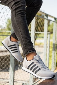Resim BOUIS Erkek Gri Bağcıklı Günlük Rahat Taban Şık Tasarım Yürüyüş Casual Sneaker Spor Ayakkabı 
