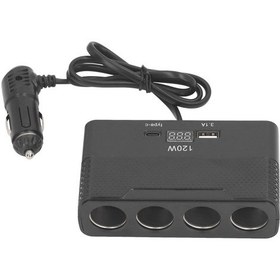 Resim Geeroyoo Araç Usb Ve Type-c Hızlı Şarj Cihazı, 4 Lü Portuna Sahip, Akım Gerilim Göstergeli, Aşırı Sıcaklık Ve Akım Korumalı Dönüştürücü 