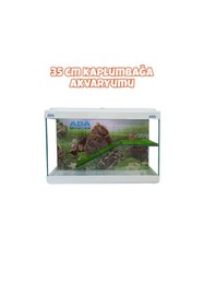Resim ADA AKVARYUM Su Kaplumbağası Akvaryumu Bahçeli Rampalı Dinlenme 35x25x15 Cm Arka Plan Hediyeli 