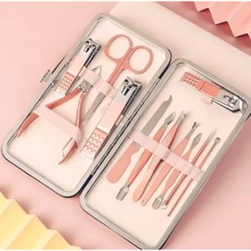 Resim Hype Store 12 Parça Profesyonel Manikür Pedikür Seti, Paslanmaz Çelik Tırnak Bakım Seti, Rose Gold Taşınabilir 